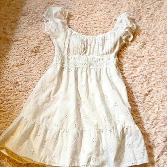 Hollister Co. Dresses & Skirts - Hollister White Eyelet Coquette Twee Prairie Babydoll Open Tie‎ Back Dress